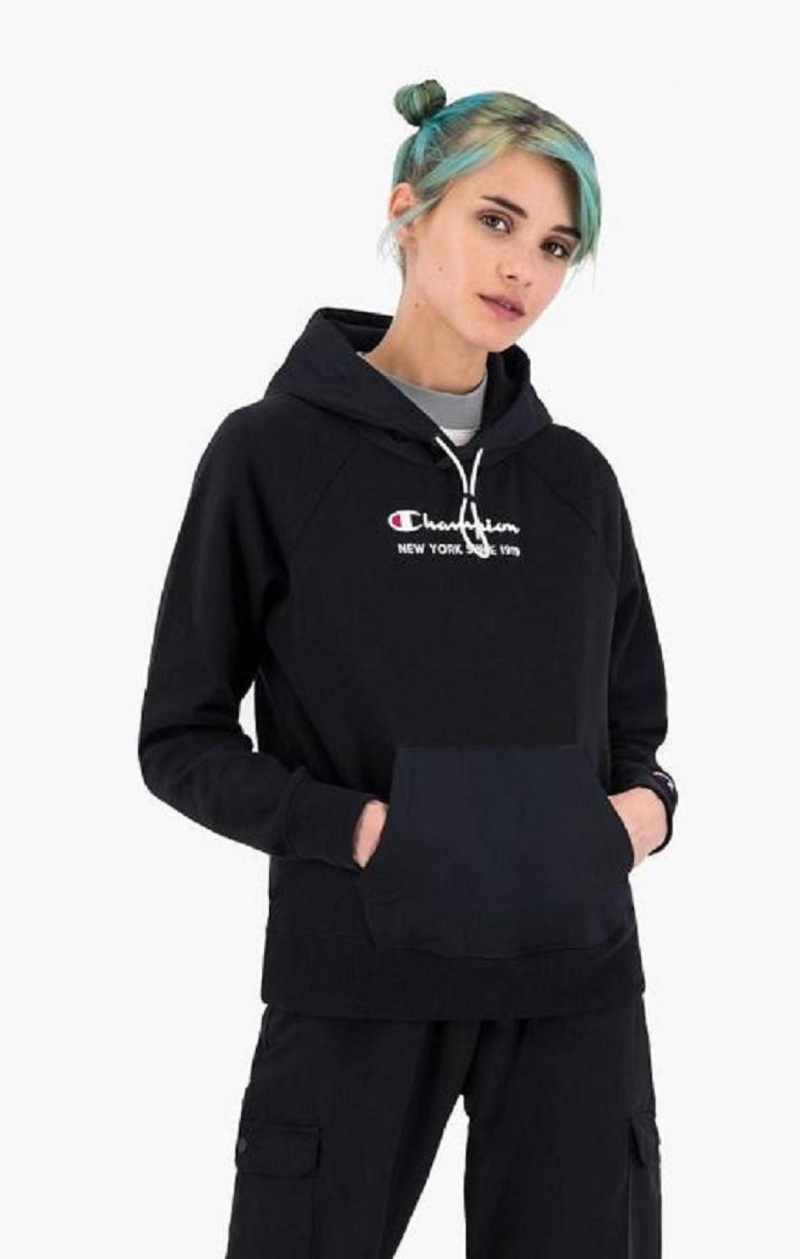 Sweat a Capuche Champion New York Hoodie Femme Noir | 8421-WISFR