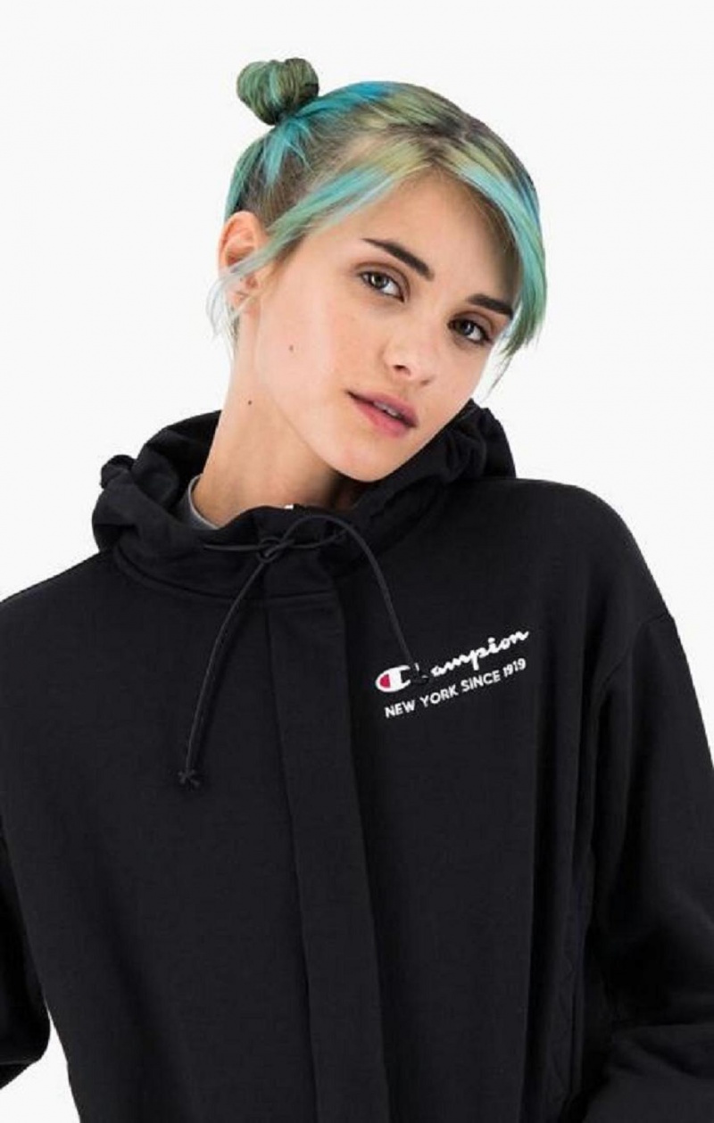 Sweat a Capuche Champion New York Hoodie Femme Noir | 9384-CERYV