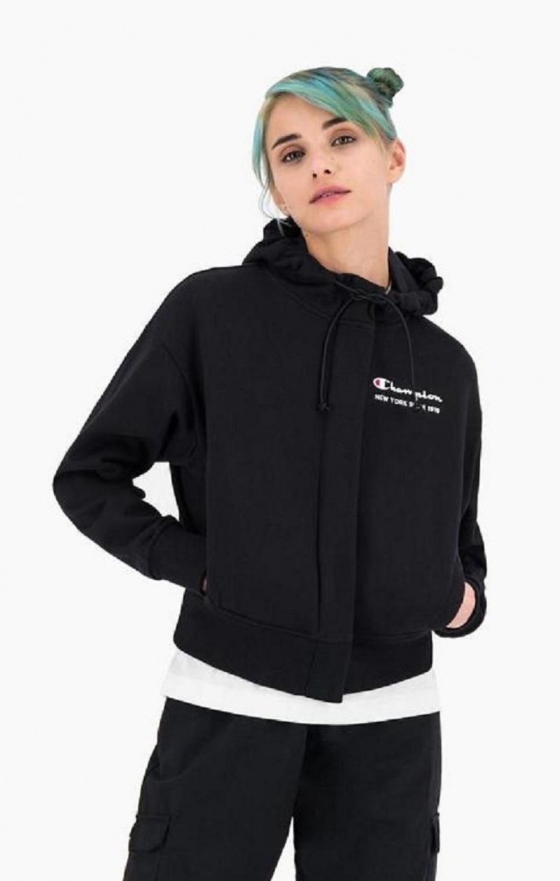 Sweat a Capuche Champion New York Hoodie Femme Noir | 9384-CERYV