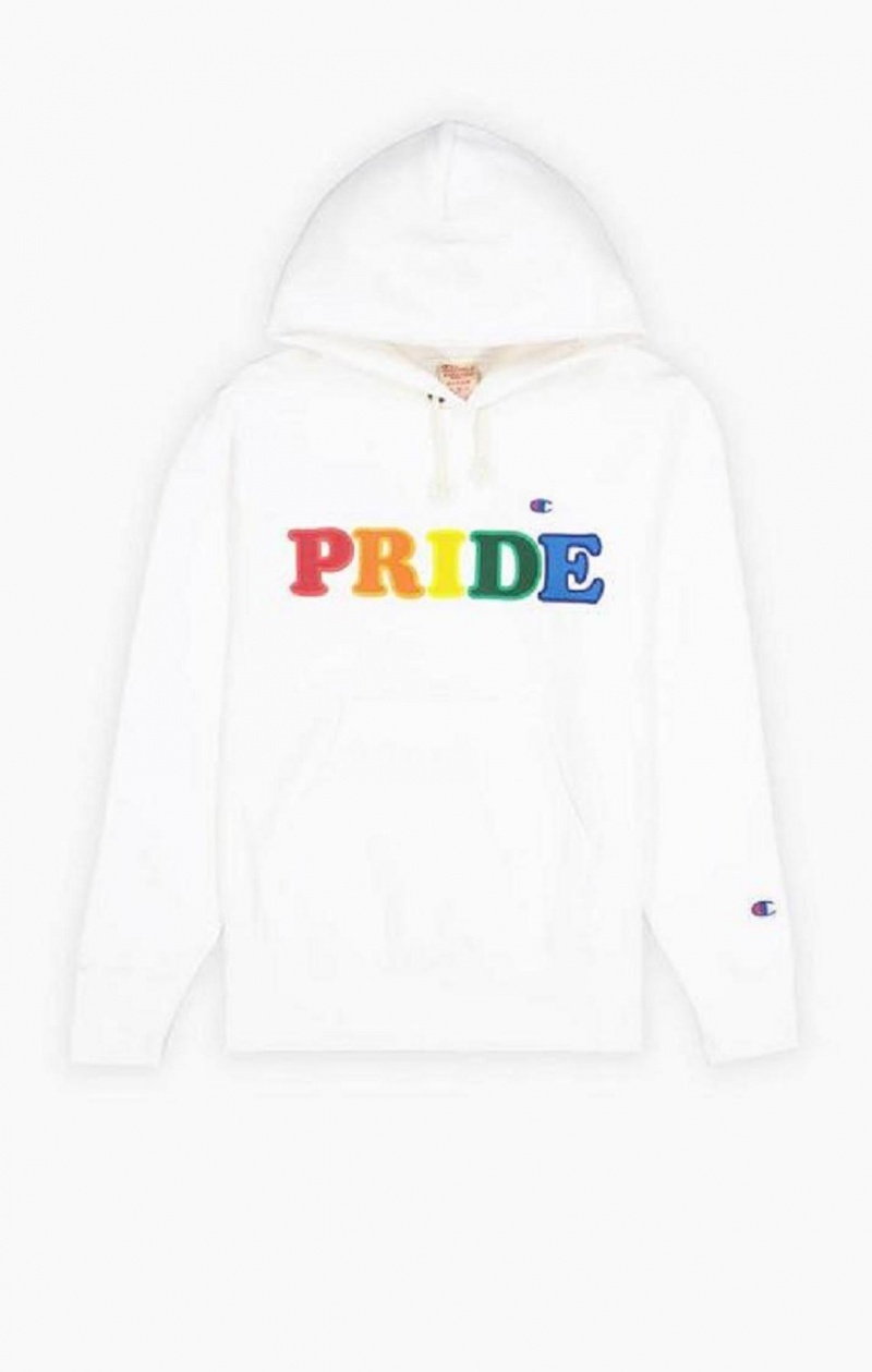 Sweat a Capuche Champion PRIDE Reverse Weave Hoodie Homme Blanche | 6208-IWCSV