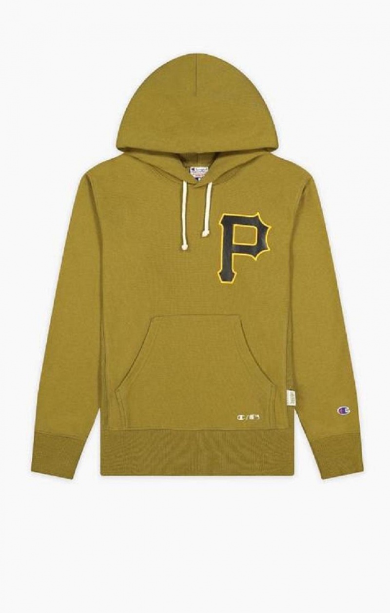 Sweat a Capuche Champion Pittsburgh MLB Reverse Weave Hoodie Homme Vert Olive Vert | 4721-RALNB