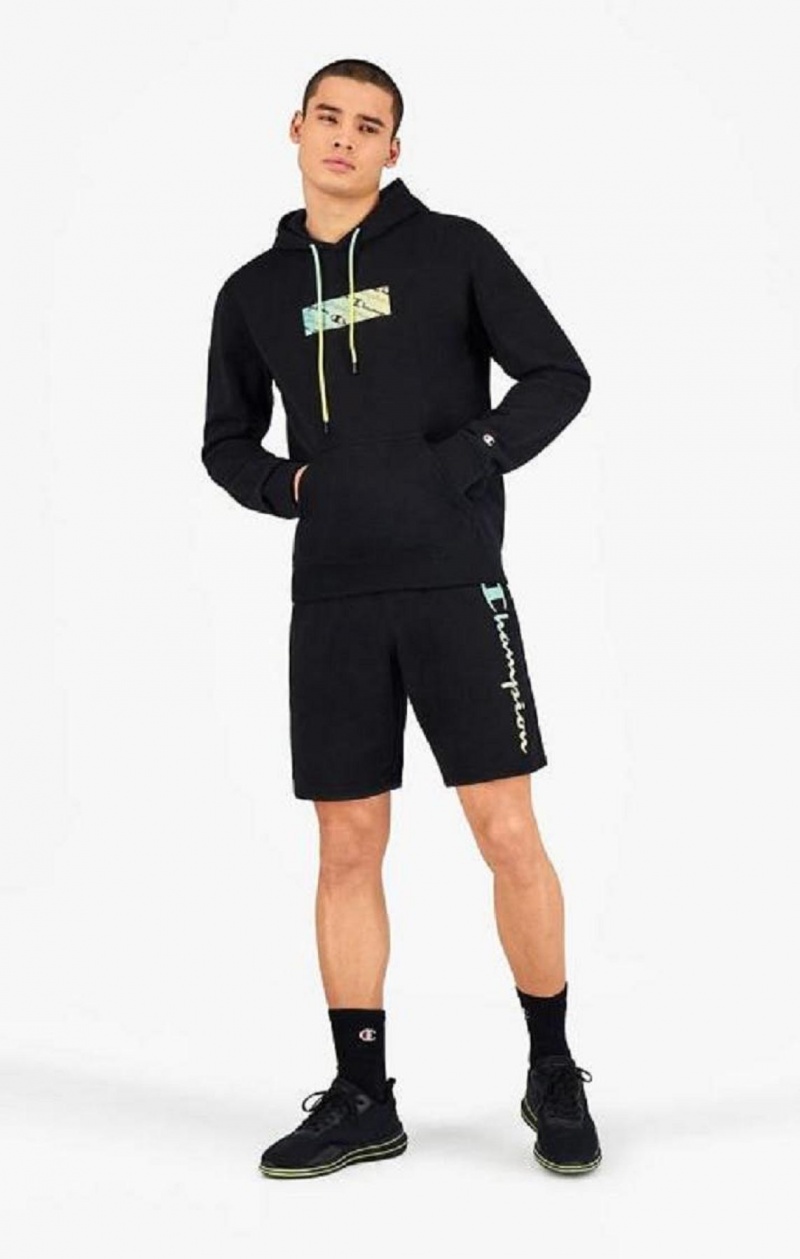 Sweat a Capuche Champion Rainbow Box Script Logo Hoodie Homme Noir | 1027-AFICW