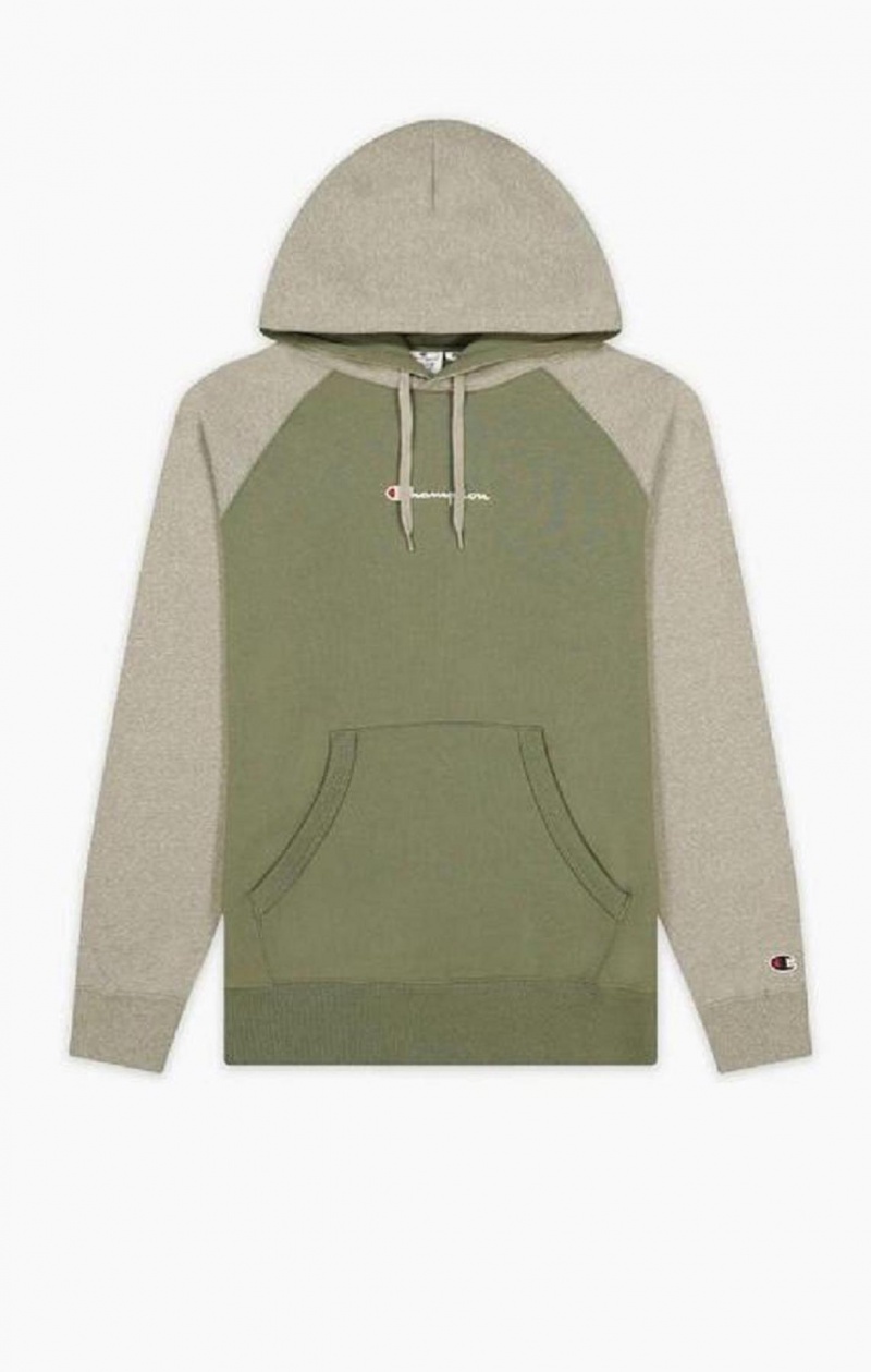 Sweat a Capuche Champion Recycled Materiel Logo Encapuchonné Sweatshirt Homme Vert Olive Vert | 0589-NQVAR