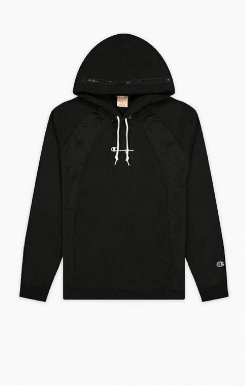 Sweat a Capuche Champion Reflective Logo Mesh Panel 2-in-1 Sweatshirt Homme Noir | 1427-DSYZL