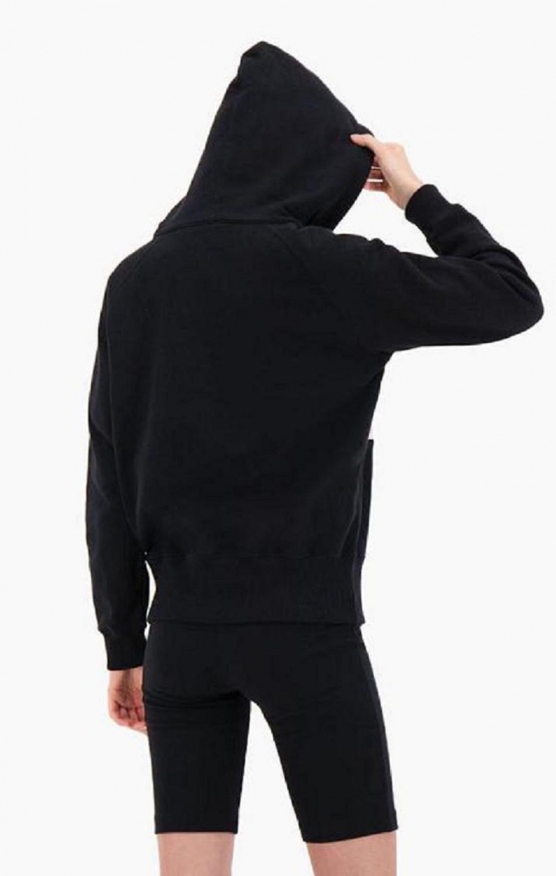 Sweat a Capuche Champion Rib Insert Script Logo Half Zip-Up Hoodie Femme Noir | 2436-DRBQX