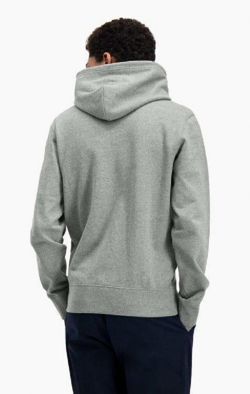 Sweat a Capuche Champion Satin C Logo Coton Terry Hoodie Homme Grise Foncé | 8654-UCKRI