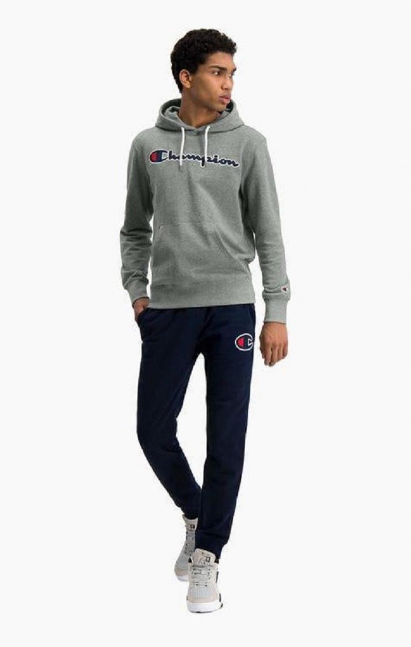 Sweat a Capuche Champion Satin Script Logo Coton Terry Hoodie Homme Grise Foncé | 6180-CDPFG