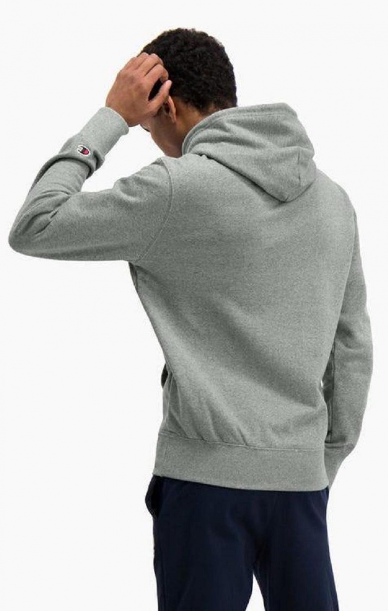 Sweat a Capuche Champion Satin Script Logo Coton Terry Hoodie Homme Grise Foncé | 6180-CDPFG