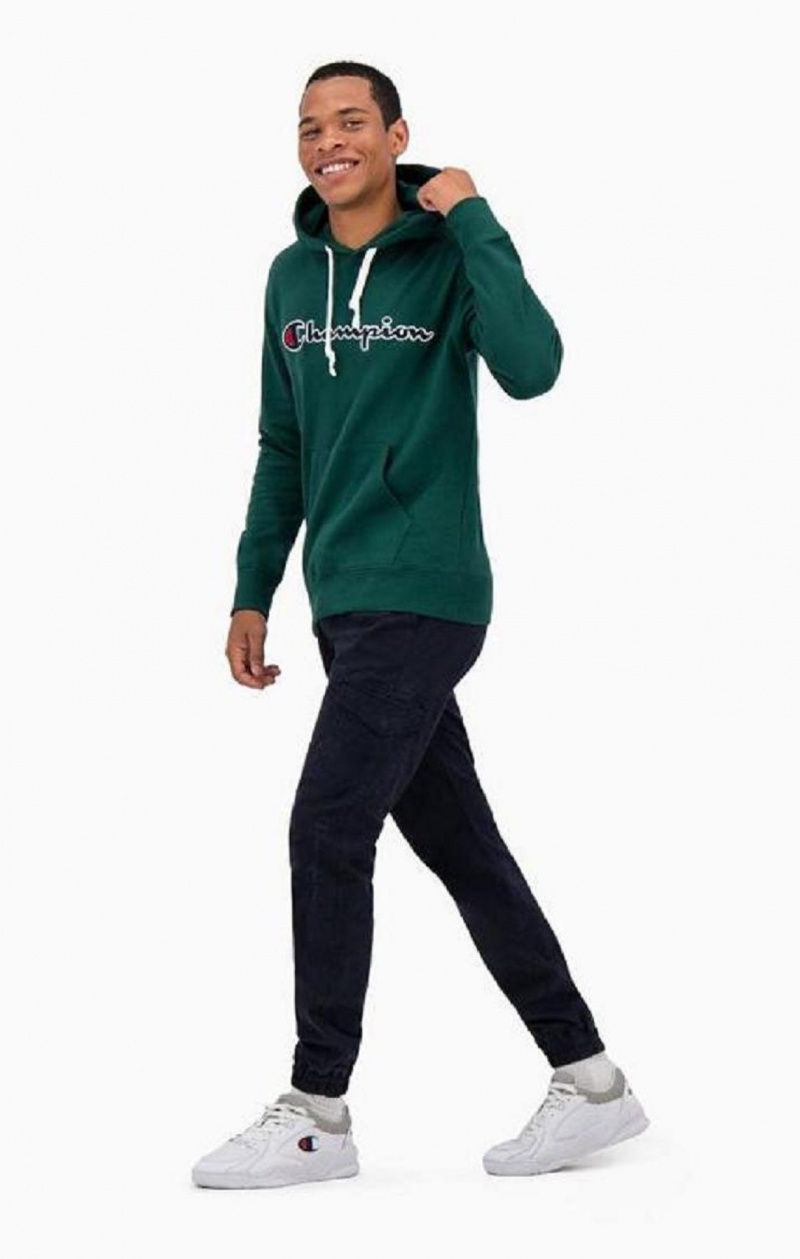 Sweat a Capuche Champion Satin Stitch Script Logo Fleece Hoodie Homme Vert Clair | 2037-NKYCO