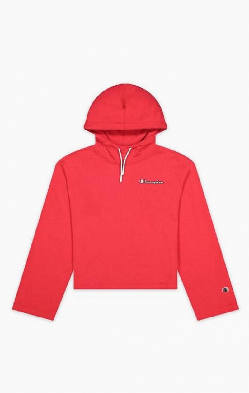 Sweat a Capuche Champion Satin Stitch Script Logo Hoodie Femme Rouge | 8357-FITRW