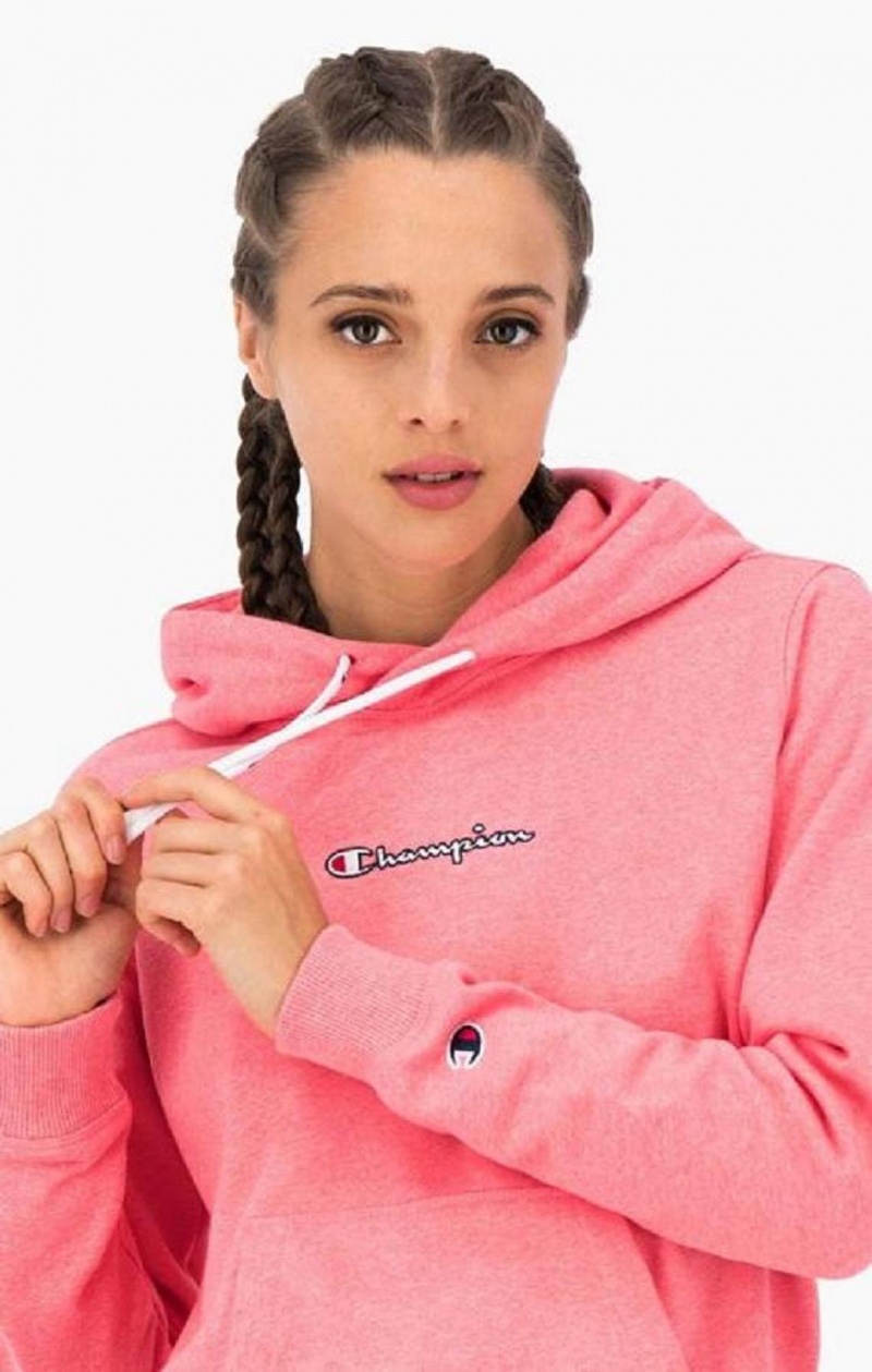 Sweat a Capuche Champion Satin Stitch Script Logo Hoodie Femme Rose | 3409-EIGAD