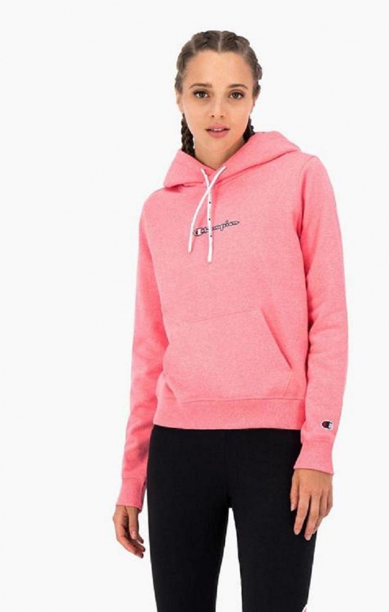 Sweat a Capuche Champion Satin Stitch Script Logo Hoodie Femme Rose | 3409-EIGAD