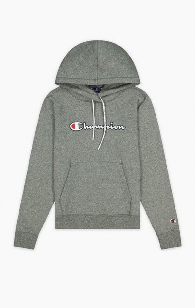 Sweat a Capuche Champion Satin Stitch Script Logo Hoodie Femme Grise Foncé | 6970-VFZOI