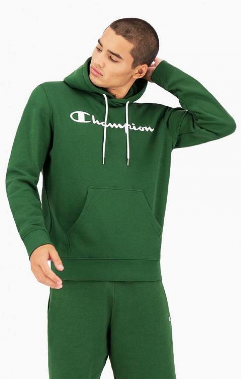 Sweat a Capuche Champion Script Logo Fleece Hoodie Homme Vert Clair | 5361-JTWSP