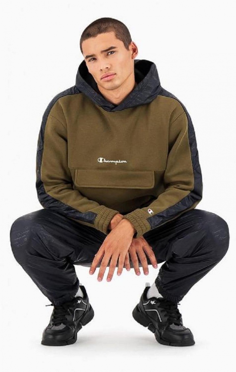 Sweat a Capuche Champion Script Logo Fleece Hoodie Homme Vert | 7845-AHCGY