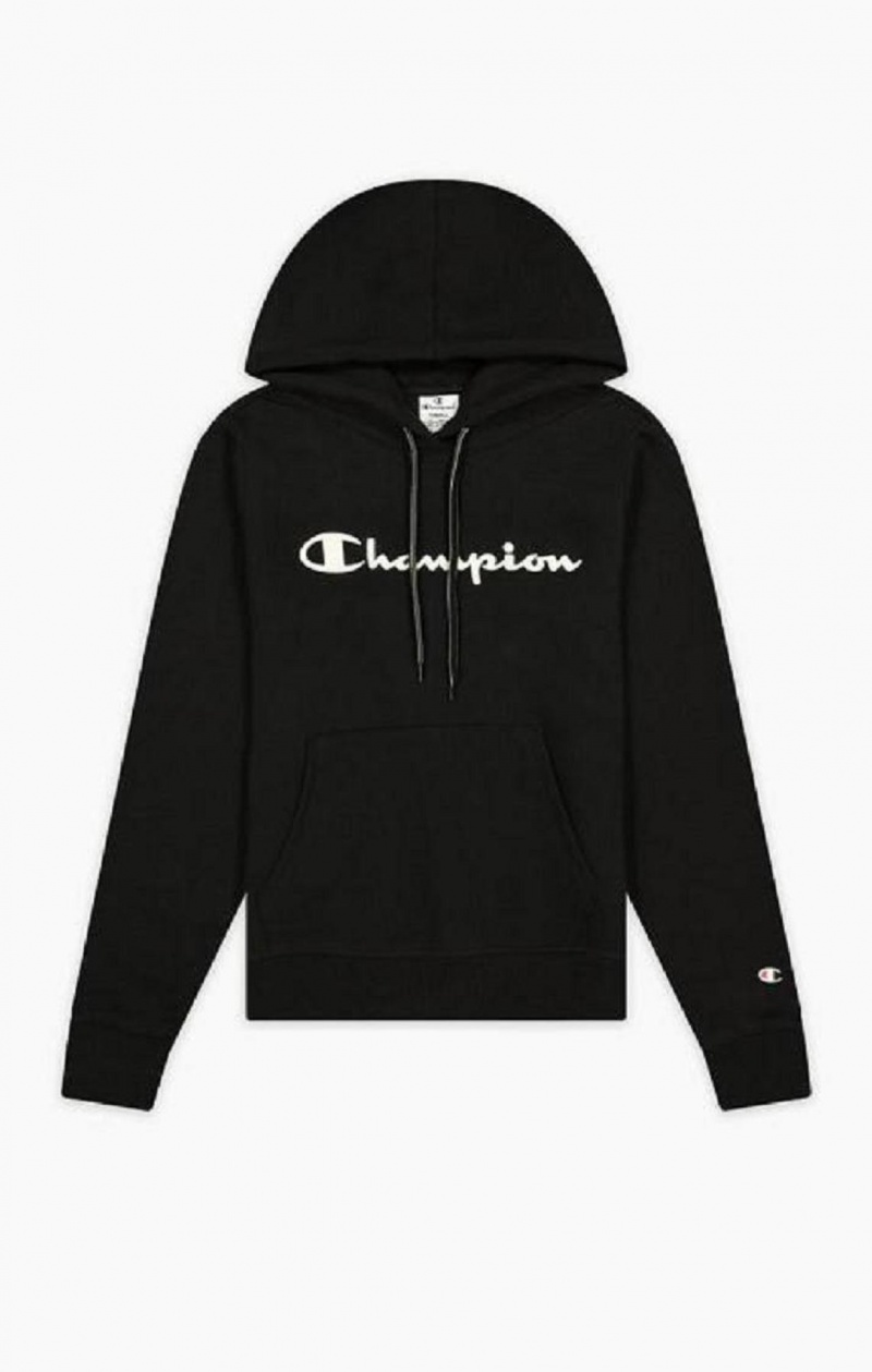 Sweat a Capuche Champion Script Logo Fleece Hoodie Femme Noir | 1325-QUFER