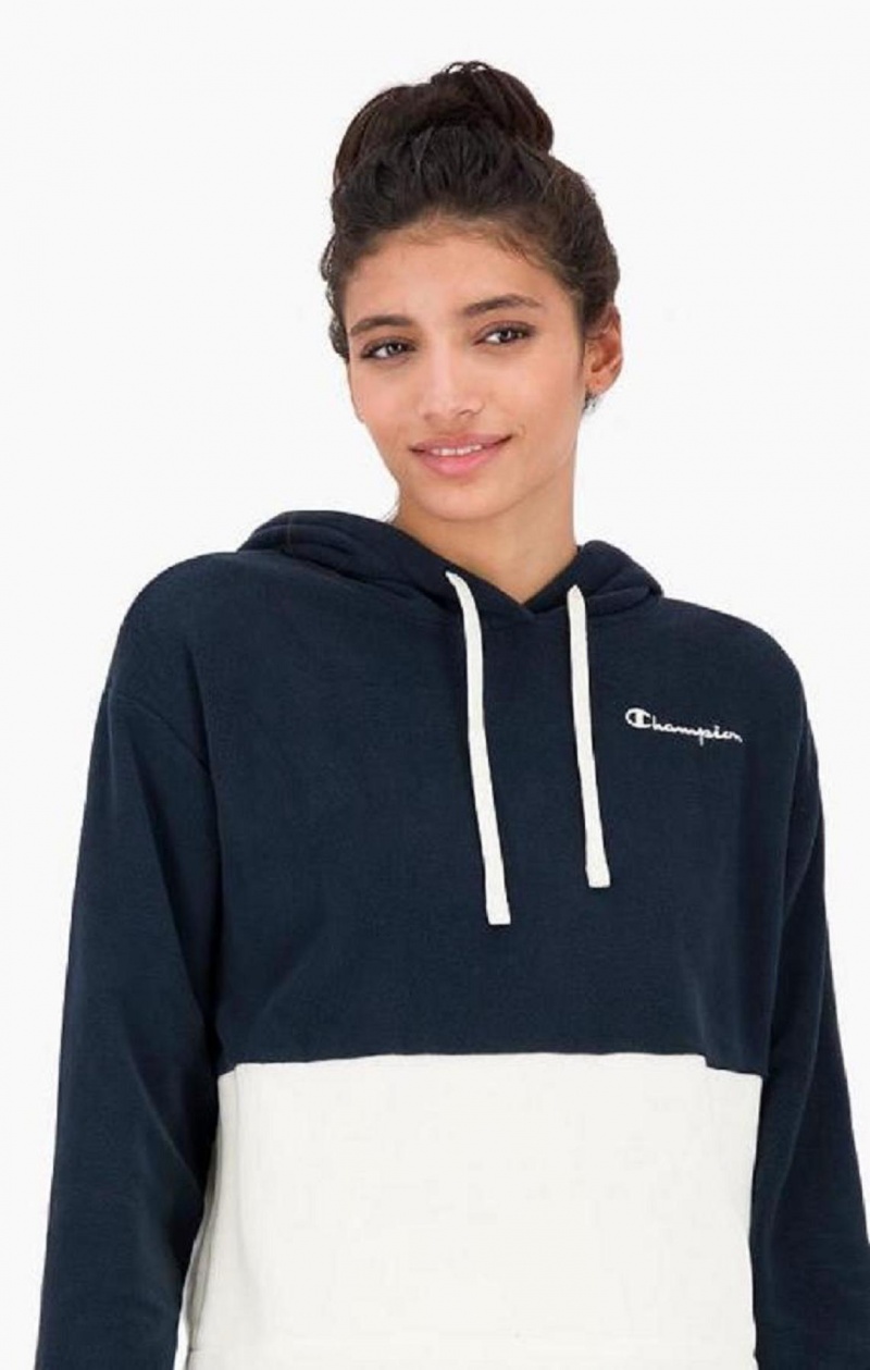 Sweat a Capuche Champion Script Logo Fleece Hoodie Femme Bleu Foncé | 2048-PVRKU