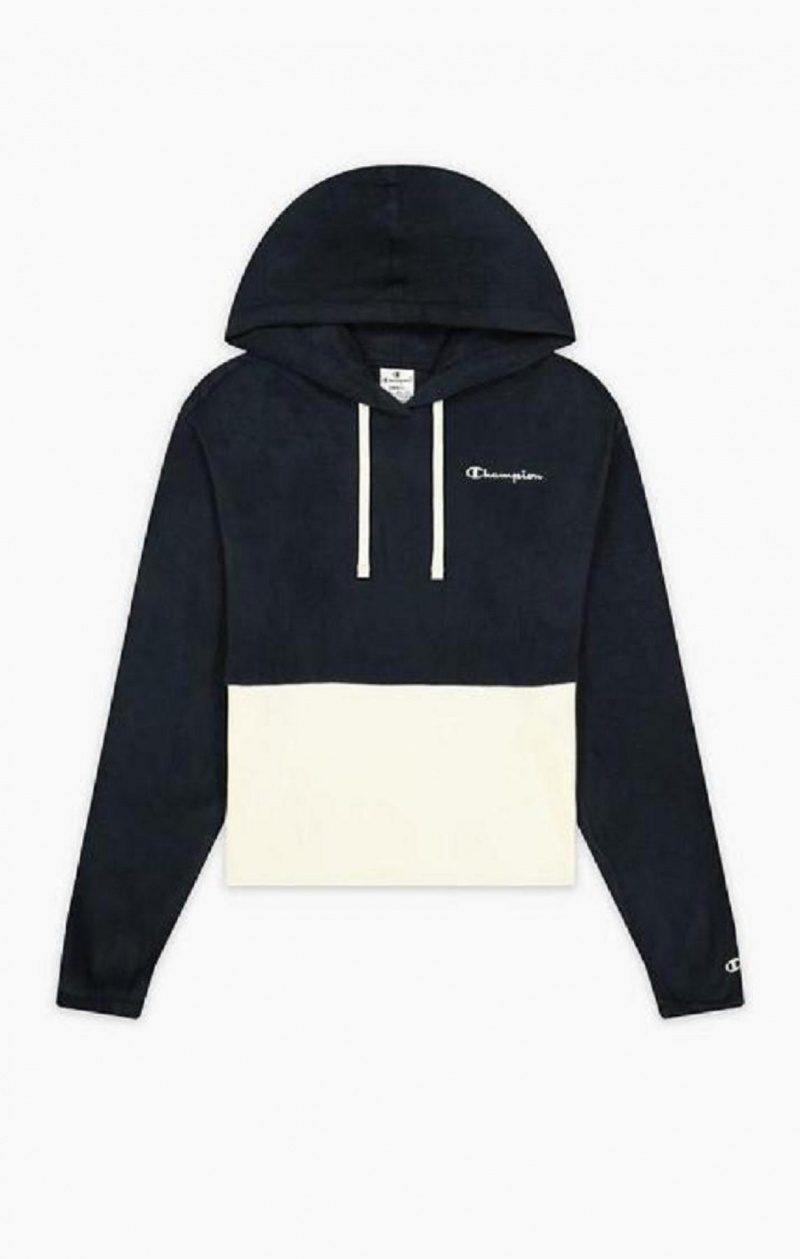 Sweat a Capuche Champion Script Logo Fleece Hoodie Femme Bleu Foncé | 2048-PVRKU