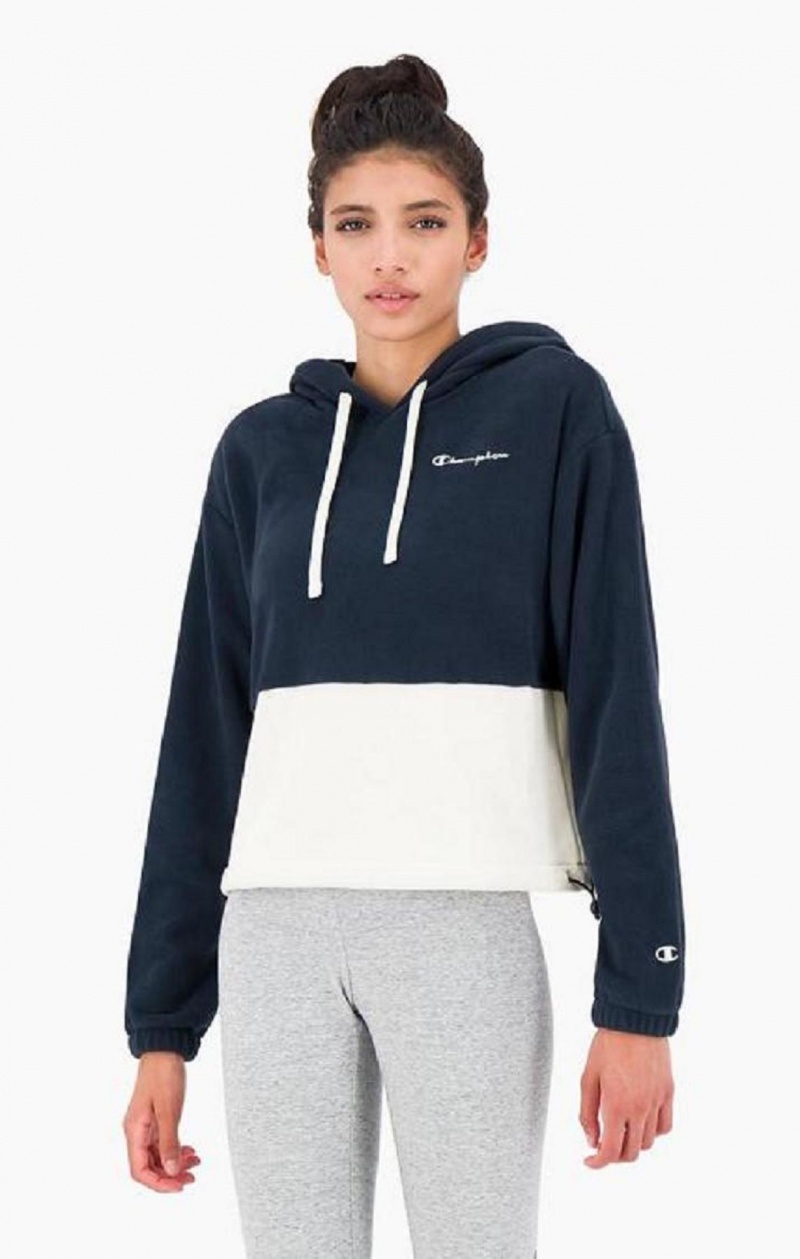 Sweat a Capuche Champion Script Logo Fleece Hoodie Femme Bleu Foncé | 2048-PVRKU