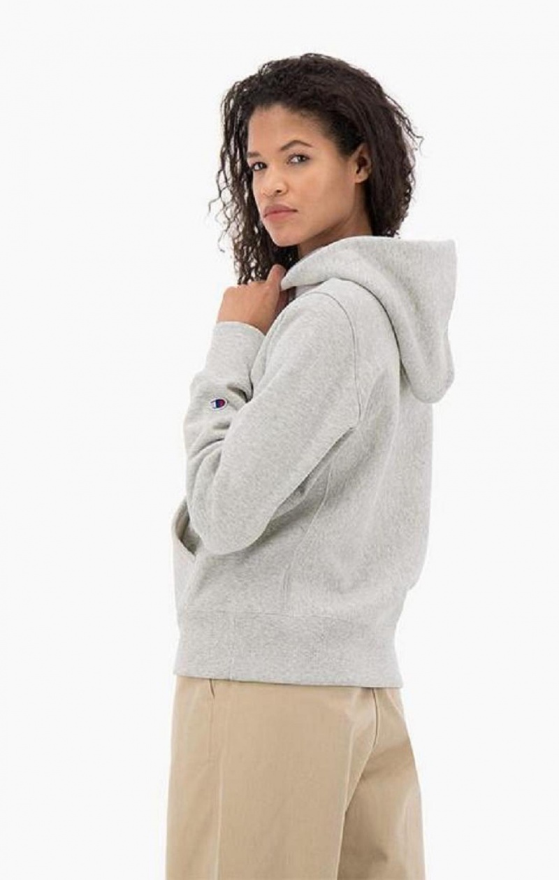 Sweat a Capuche Champion Script Logo Reverse Weave Hoodie Femme Grise Foncé | 7901-TMXRN