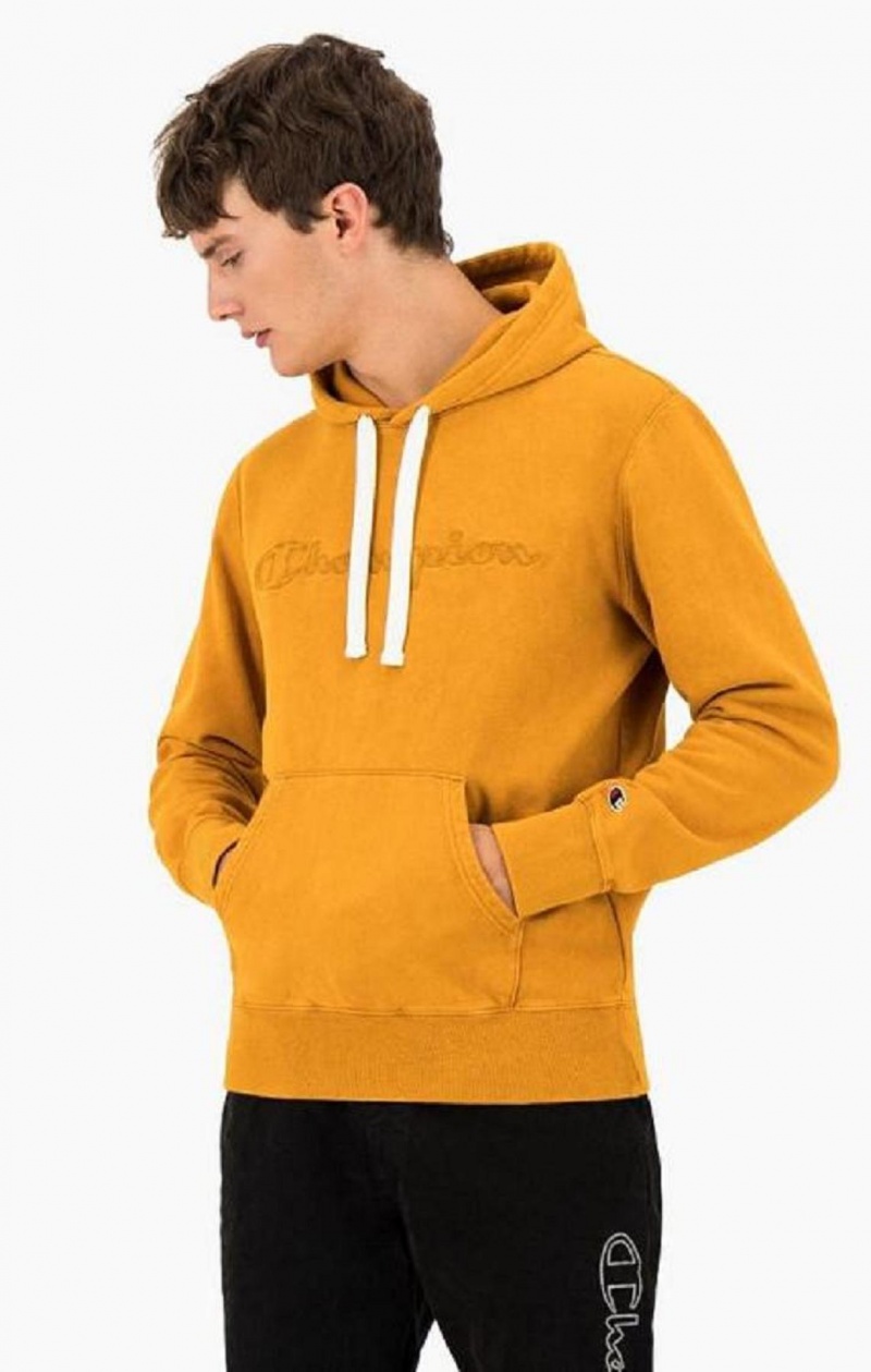 Sweat a Capuche Champion Script Logo Washed Reverse Weave Hoodie Homme Orange | 3789-HAGOL