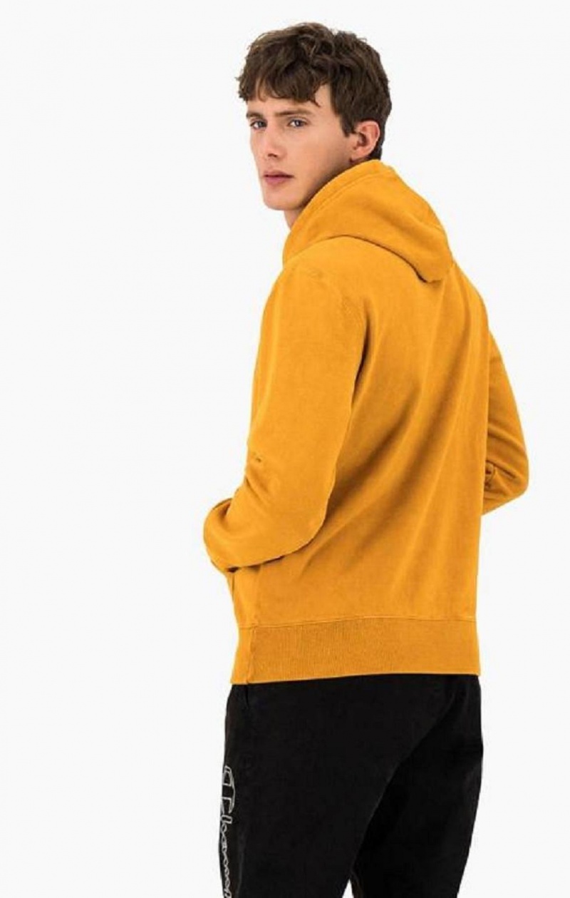 Sweat a Capuche Champion Script Logo Washed Reverse Weave Hoodie Homme Orange | 3789-HAGOL