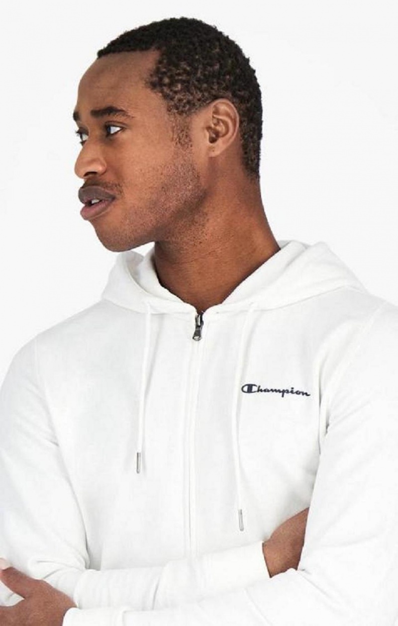 Sweat a Capuche Champion Small Script Logo Hoodie Homme Blanche | 2109-EGZCH