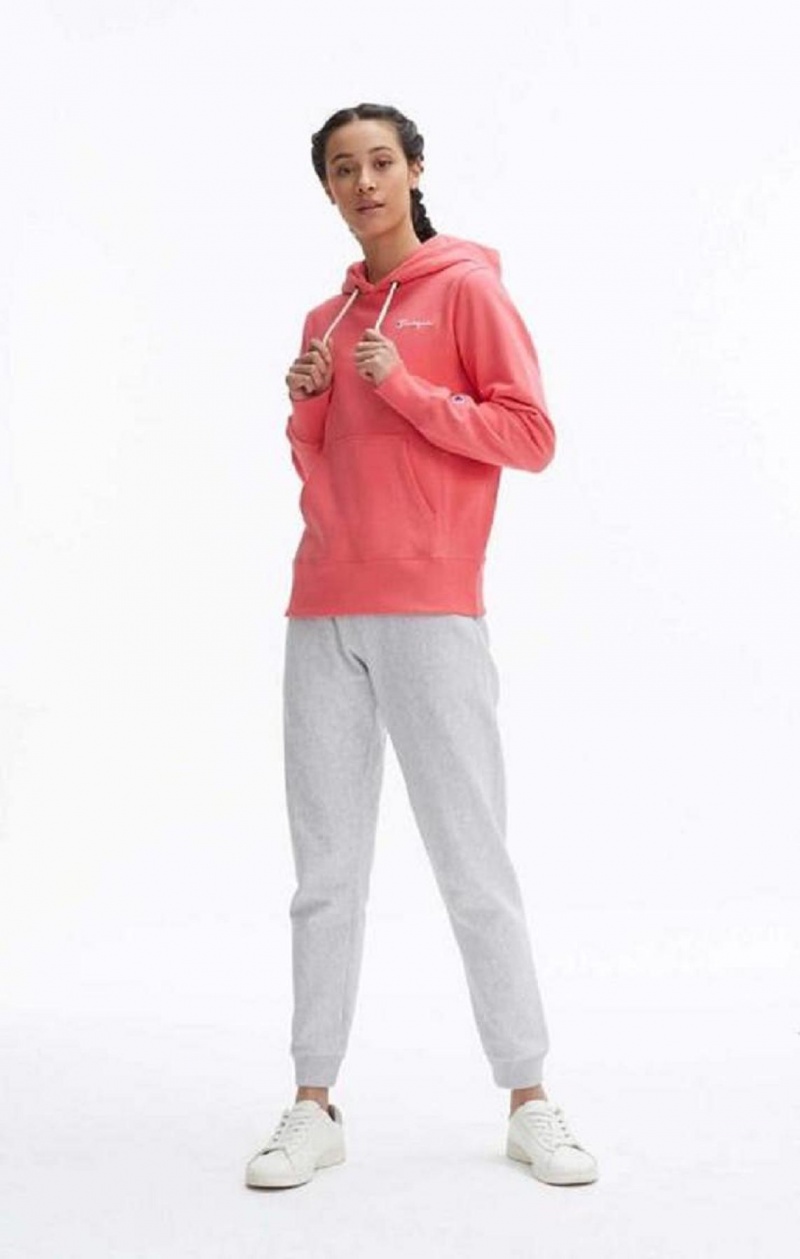 Sweat a Capuche Champion Small Script Logo Hoodie Femme Corail | 7038-SHOVL