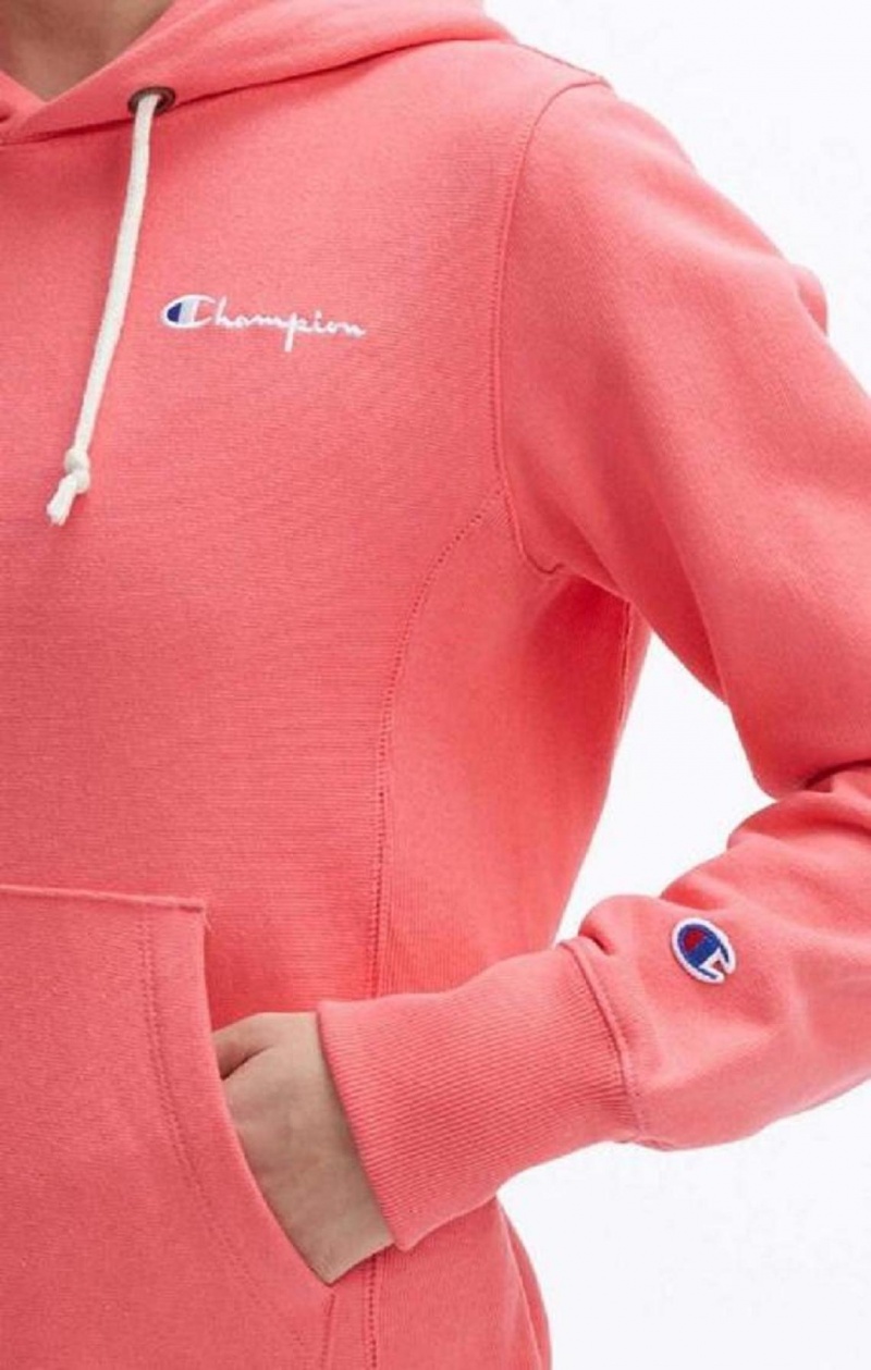 Sweat a Capuche Champion Small Script Logo Hoodie Femme Corail | 7038-SHOVL