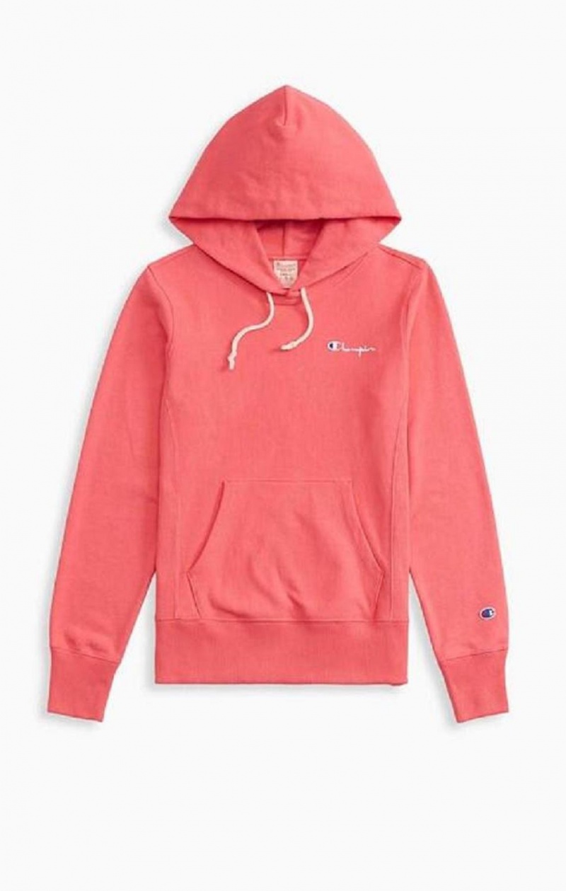 Sweat a Capuche Champion Small Script Logo Hoodie Femme Corail | 7038-SHOVL