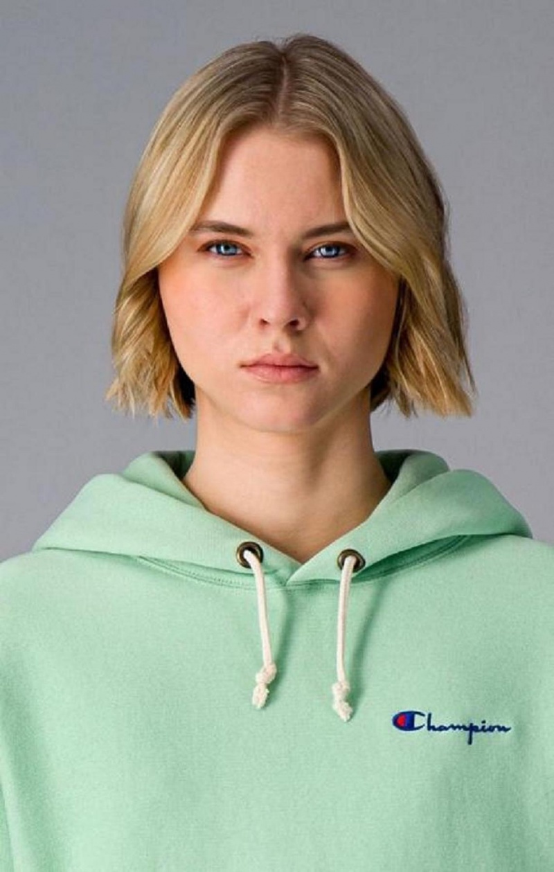 Sweat a Capuche Champion Small Script Logo Hoodie Femme Vert Clair | 3289-AIVBD