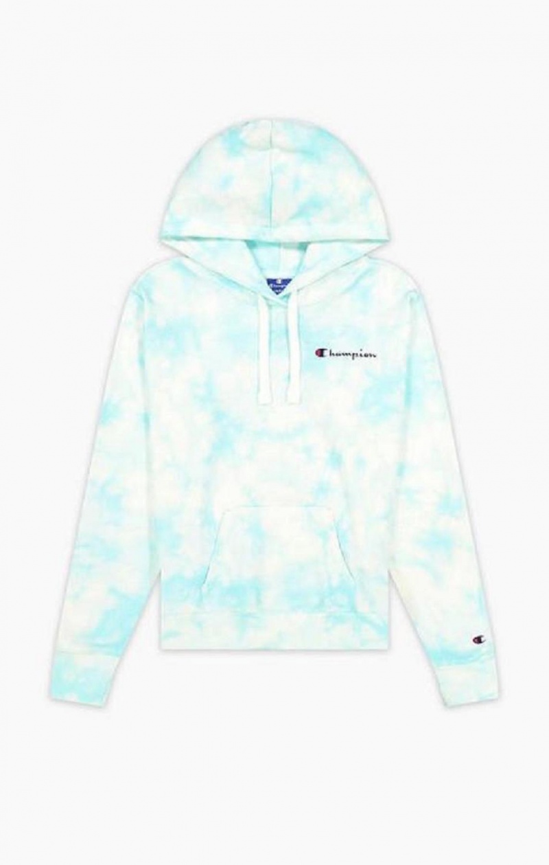 Sweat a Capuche Champion Tie Dye Digital Print Hoodie Femme Bleu Clair | 2876-FUMYK