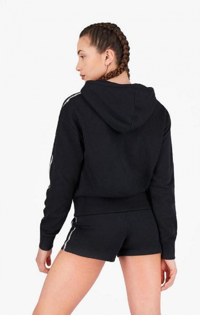 Sweat a Capuche Champion USA Cropped Hoodie Femme Noir | 4860-IANMS