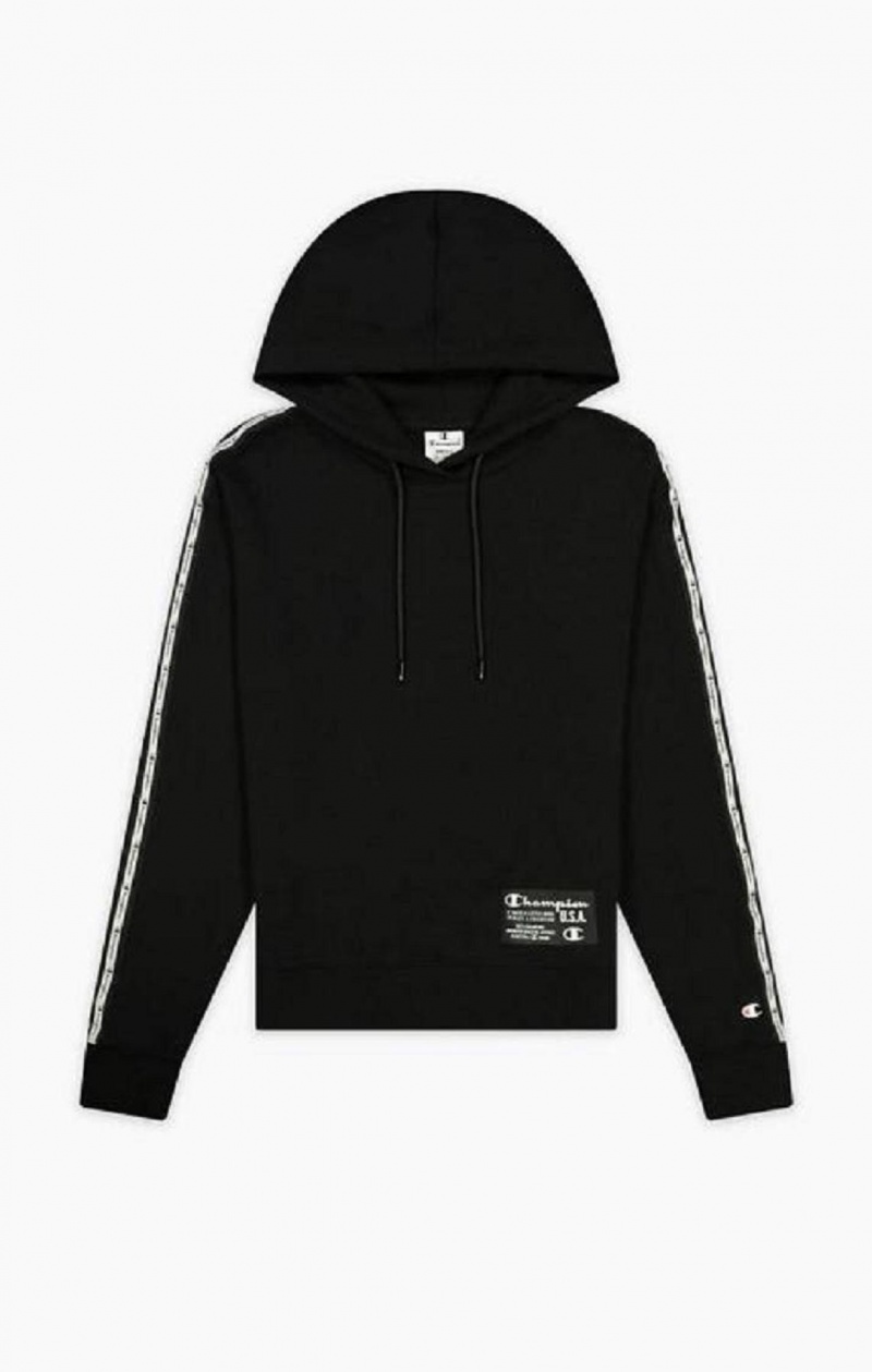 Sweat a Capuche Champion USA Cropped Hoodie Femme Noir | 4860-IANMS