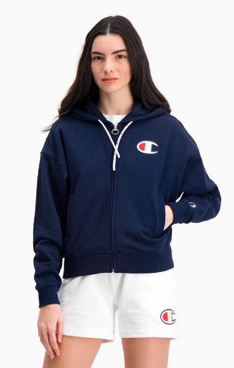 Sweat a Capuche Champion Zip-Through C Logo Hoodie Femme Turquoise Foncé | 8961-IMWTJ