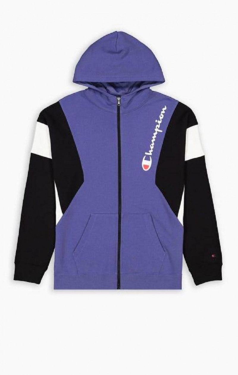 Sweat a Capuche Champion Zip-Up Colour Block Coton Terry Encapuchonné Jacket Homme Lavande | 9548-OBDEY