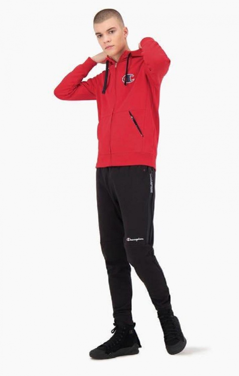 Sweat a Capuche Champion Zip-Up Daim C Coton Terry Hoodie Homme Rouge | 2804-BKMLR