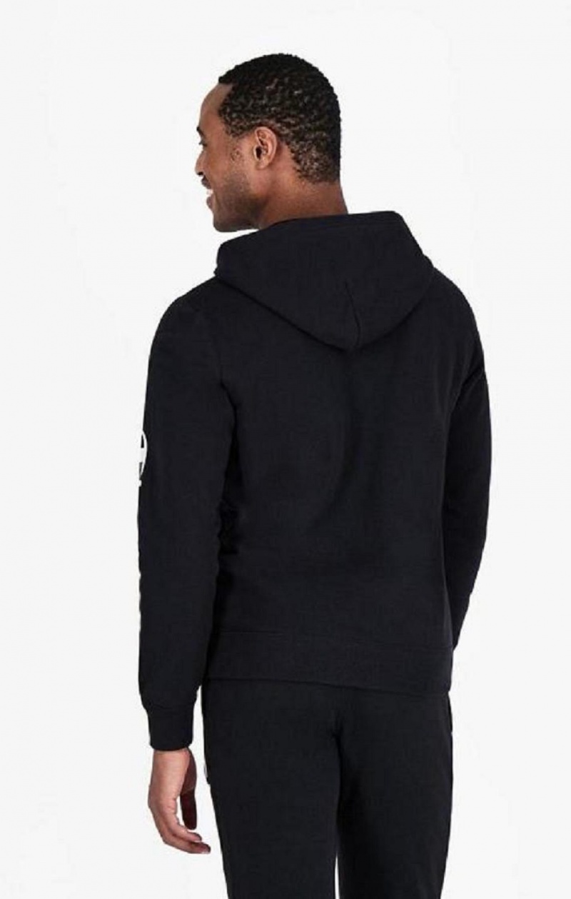 Sweat a Capuche Champion Zip-Up Mesh Effect Script Logo Hoodie Homme Noir | 6718-AOPLE