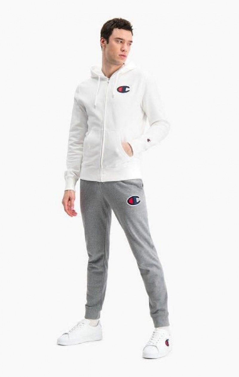 Sweat a Capuche Champion Zip-Up Satin C Logo Hoodie Homme Blanche | 8619-XUCHR