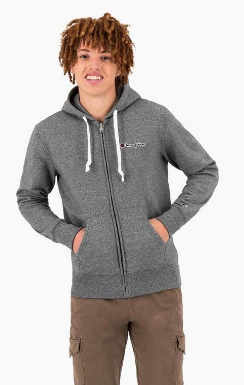 Sweat a Capuche Champion Zip-Up Script Logo Hoodie Homme Grise Clair | 6953-CFRIM