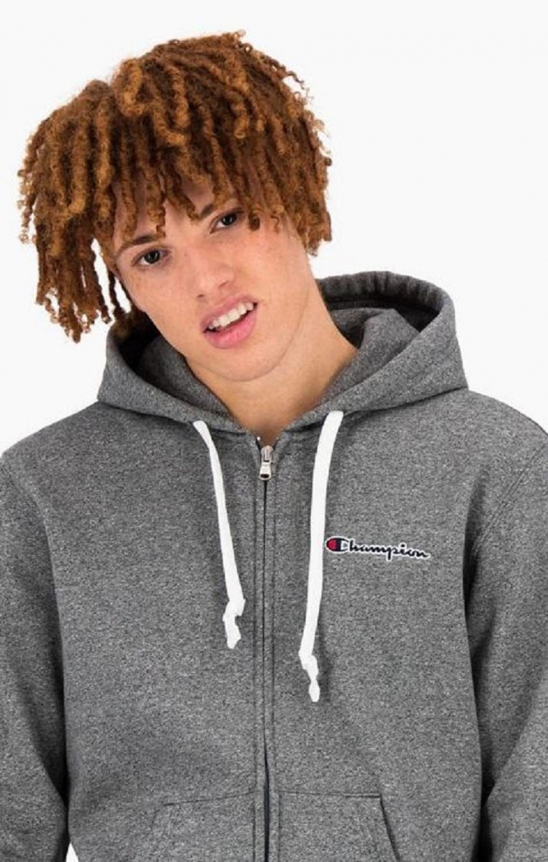 Sweat a Capuche Champion Zip-Up Script Logo Hoodie Homme Grise Clair | 6953-CFRIM