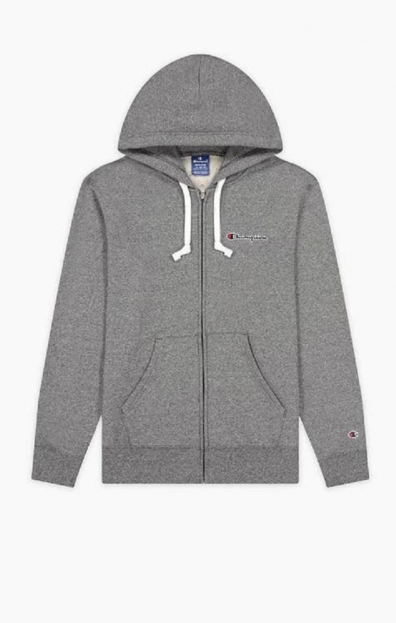 Sweat a Capuche Champion Zip-Up Script Logo Hoodie Homme Grise Clair | 6953-CFRIM