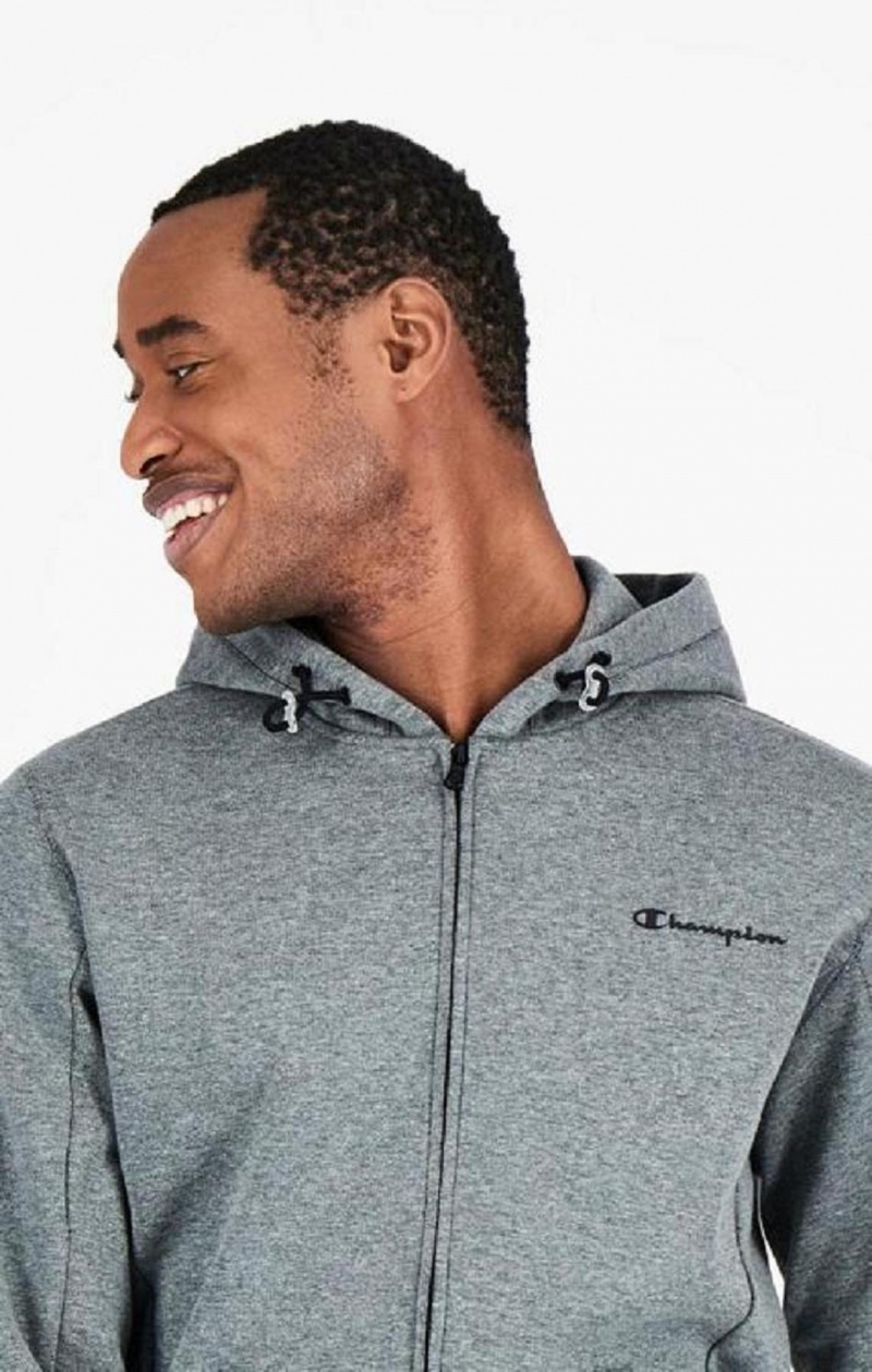 Sweat a Capuche Champion Zip-Up Script Logo Hoodie Homme Grise Foncé | 7635-EUOKT