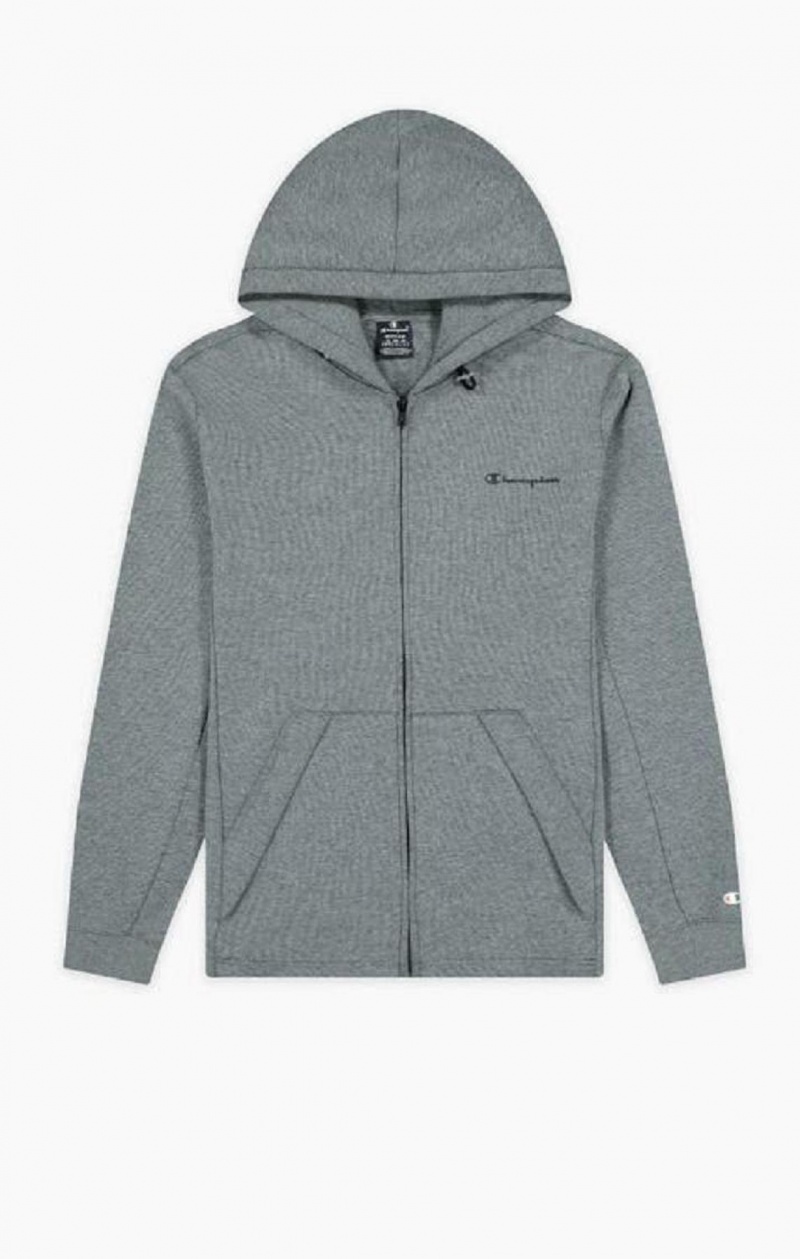 Sweat a Capuche Champion Zip-Up Script Logo Hoodie Homme Grise Foncé | 7635-EUOKT