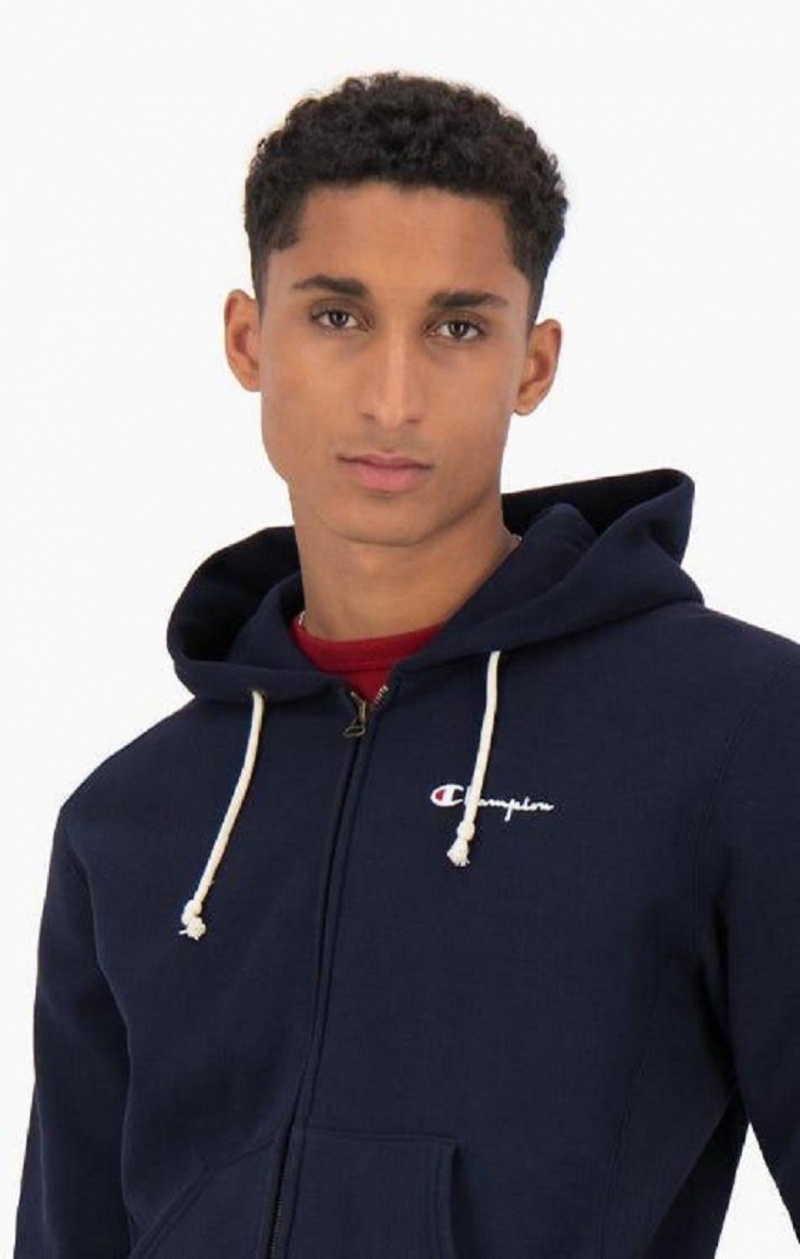 Sweat a Capuche Champion Zip-Up Script Logo Hoodie Homme Noir | 2543-QOFDZ