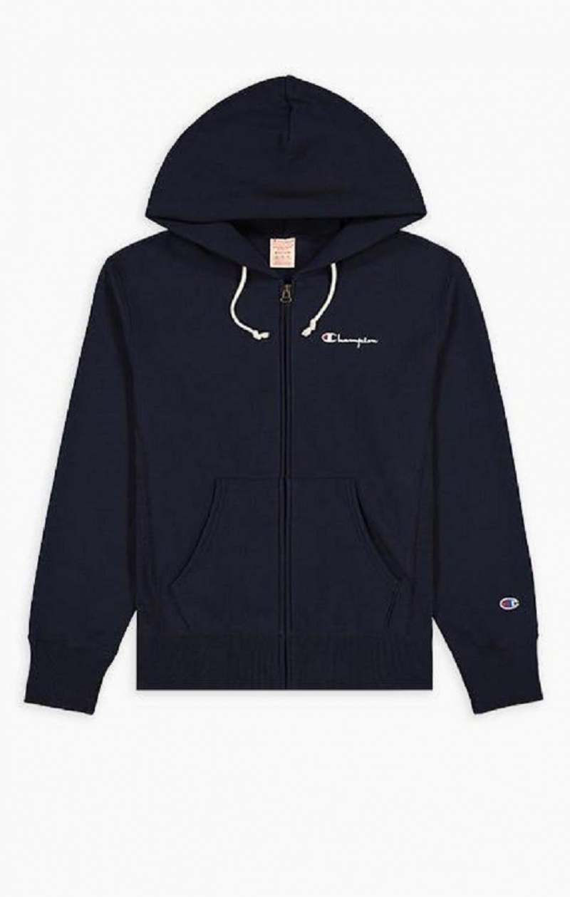 Sweat a Capuche Champion Zip-Up Script Logo Hoodie Homme Noir | 2543-QOFDZ