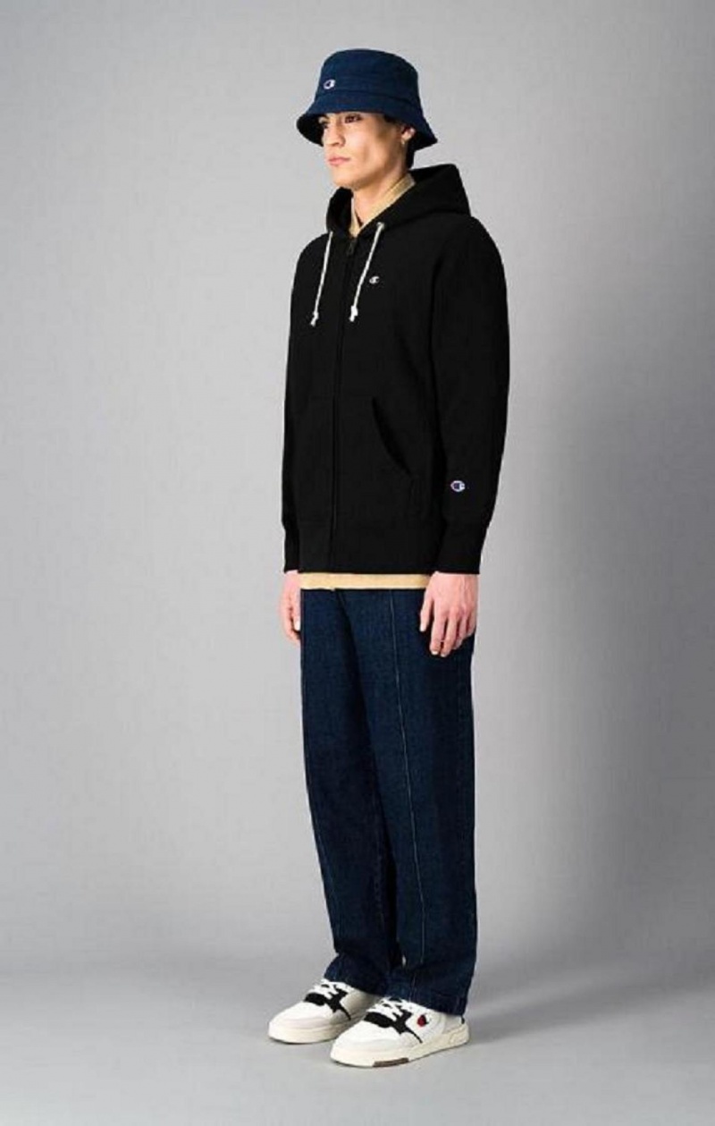 Sweat a Capuche Champion Zip-Up Script Logo Hoodie Homme Noir | 0692-ZKJPM