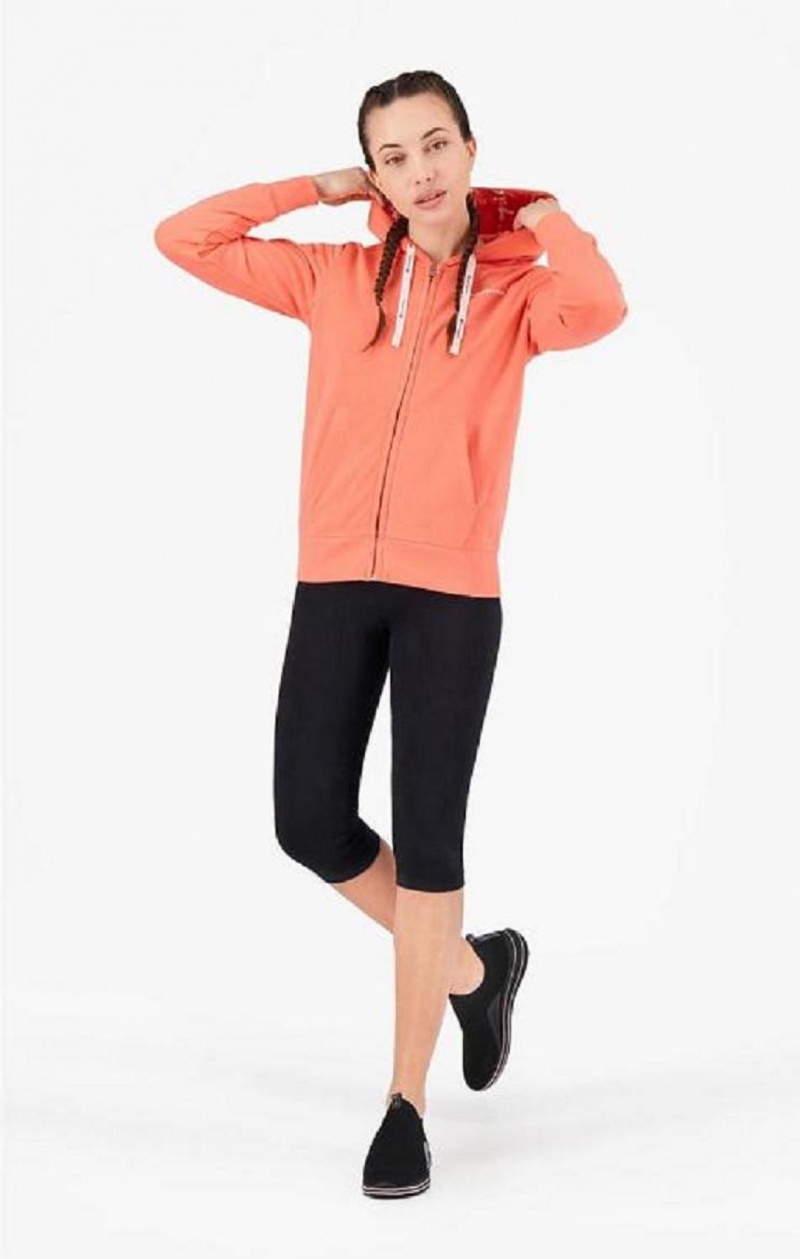 Sweat a Capuche Champion Zip-Up Small Script Logo Hoodie Femme Corail | 4709-NUKBM