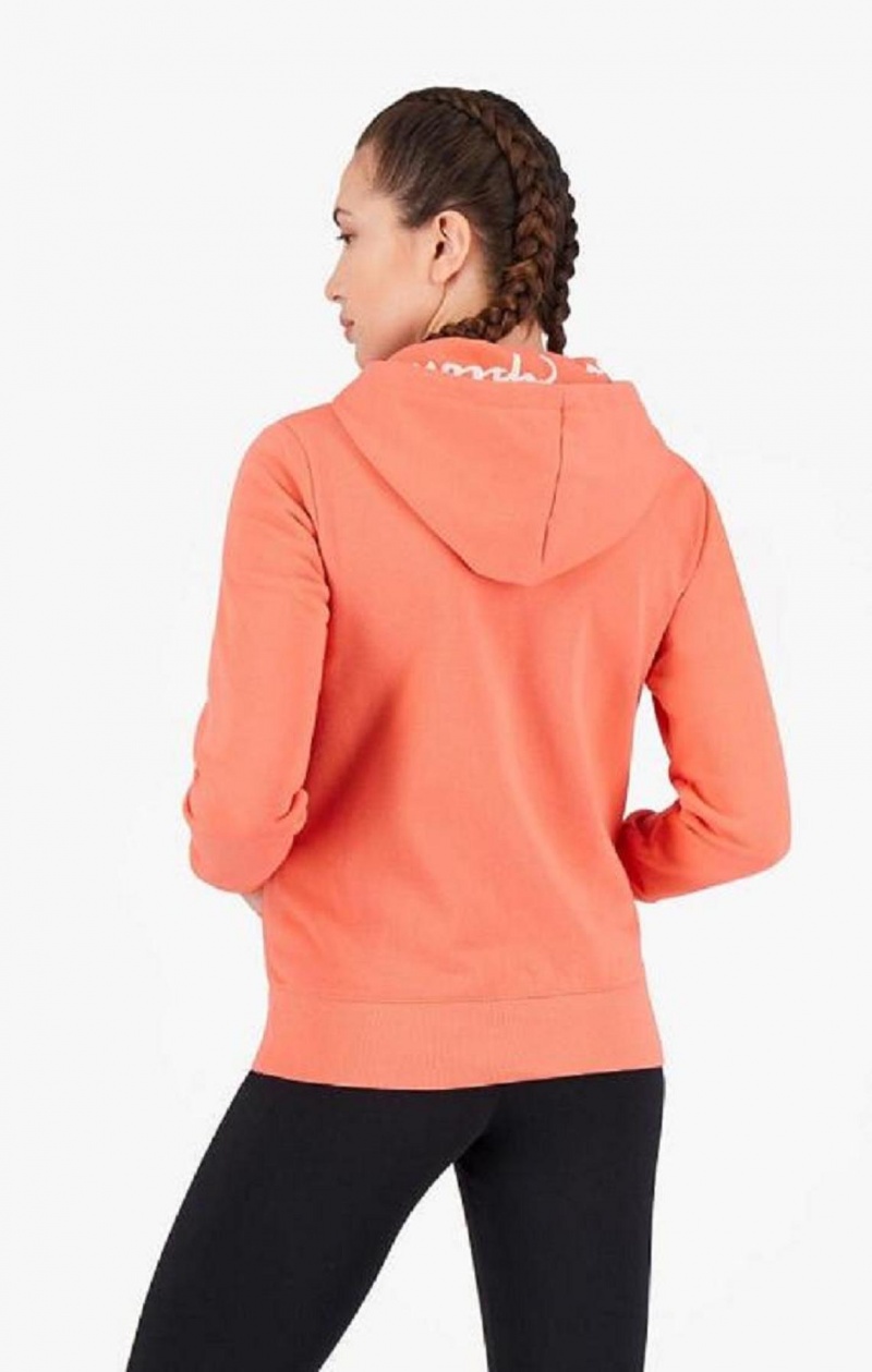 Sweat a Capuche Champion Zip-Up Small Script Logo Hoodie Femme Corail | 4709-NUKBM