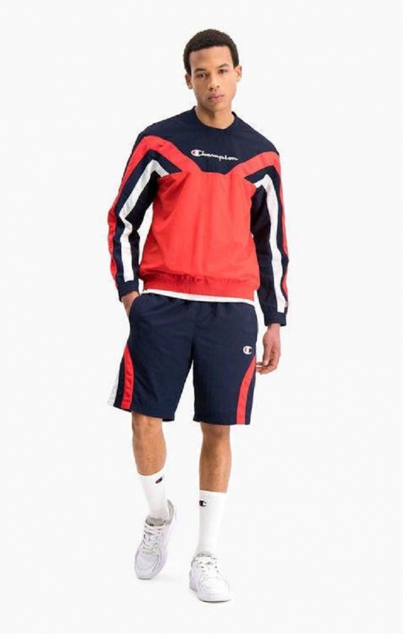 Sweats Champion Colour Block And Stripe Piste Sweatshirt Homme Rouge | 7152-VXRCN